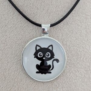 Adorable Black Cat Pendant Necklace